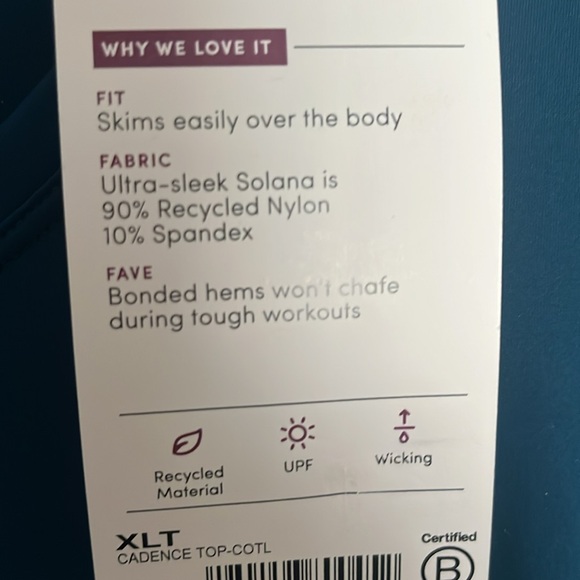 Athleta long sleeve teal shirt, with thumb holes. - Picture 7 of 7